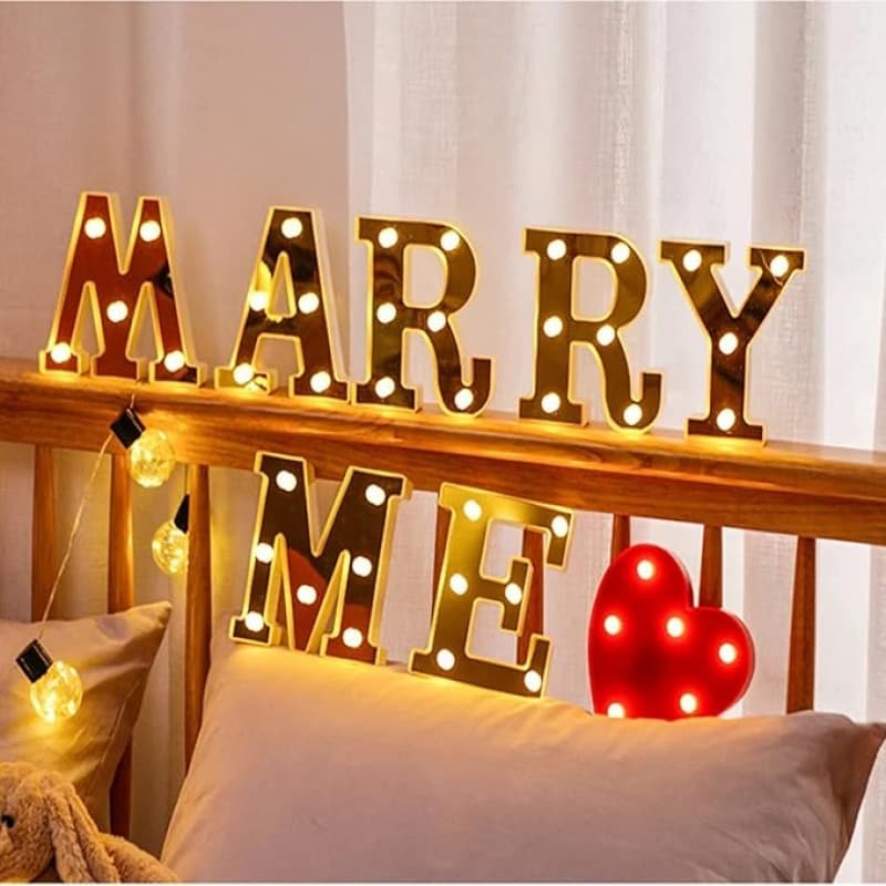 MARRY ME Deko LED Buchstaben Marry Me Heiratsantrag Batteriebetrieb dekorative LED Leuchtbuchstaben – 3
