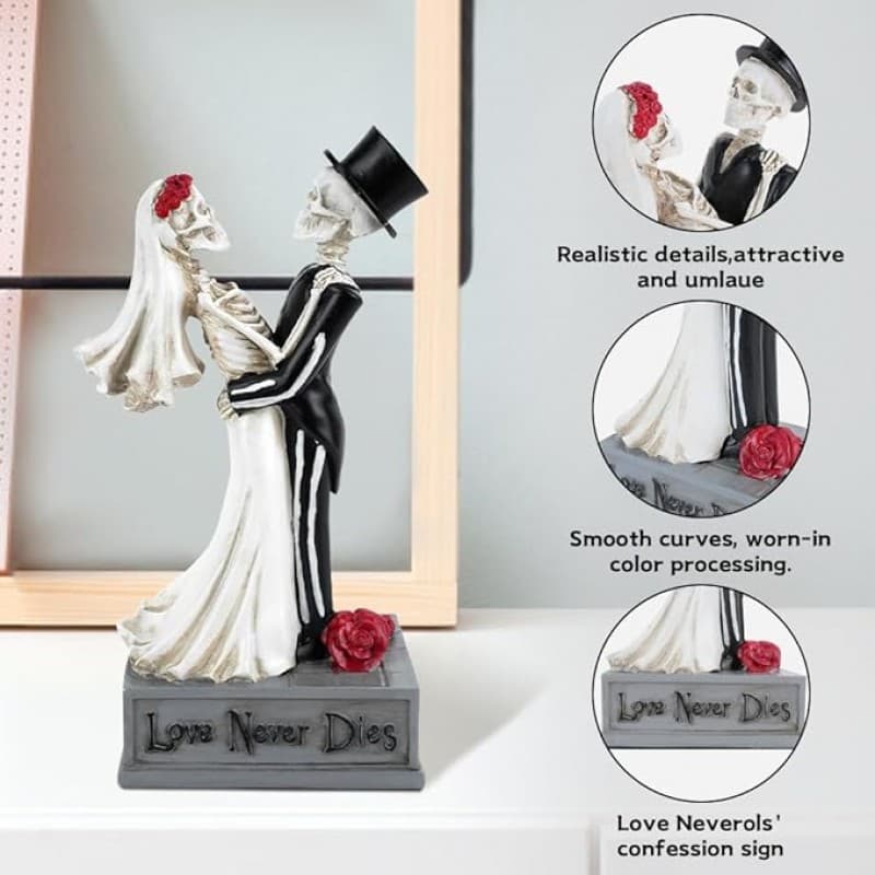 Liebespaar Brautpaar Tortendeko Kuchendeko Hochzeitsschädel gotisches Skelett – 4
