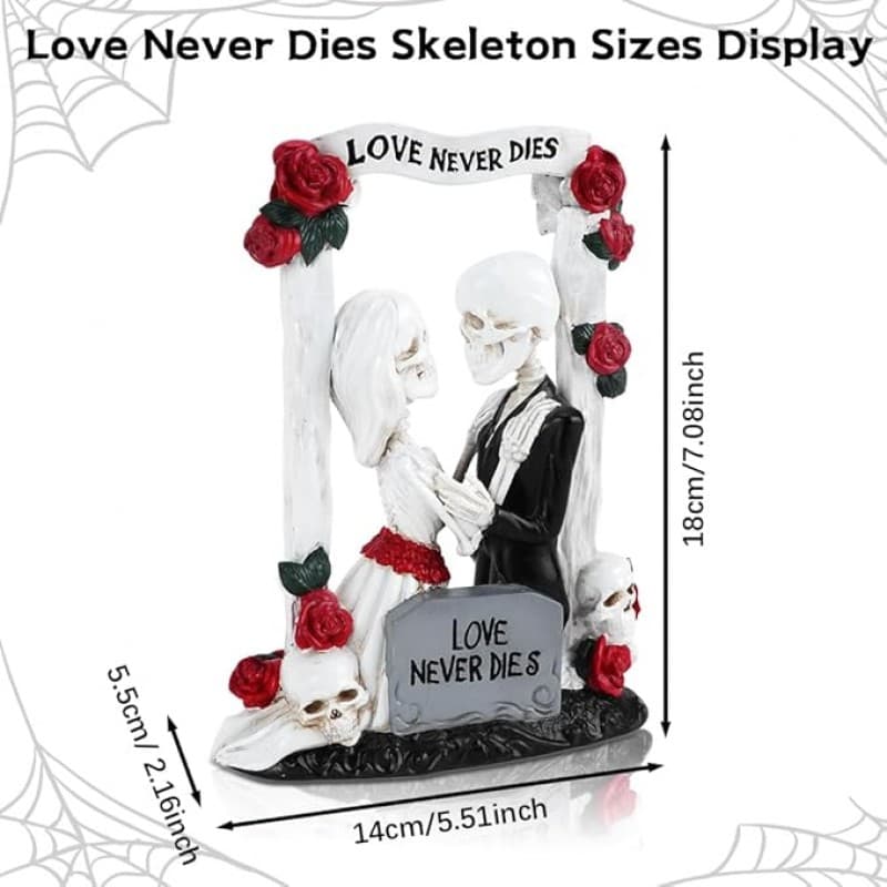 LOVE Never Dies 18 cm Brautpaar Liebespaar Tortendeko Hochzeitsschädel gotisches Skelett Gartendeko – 3