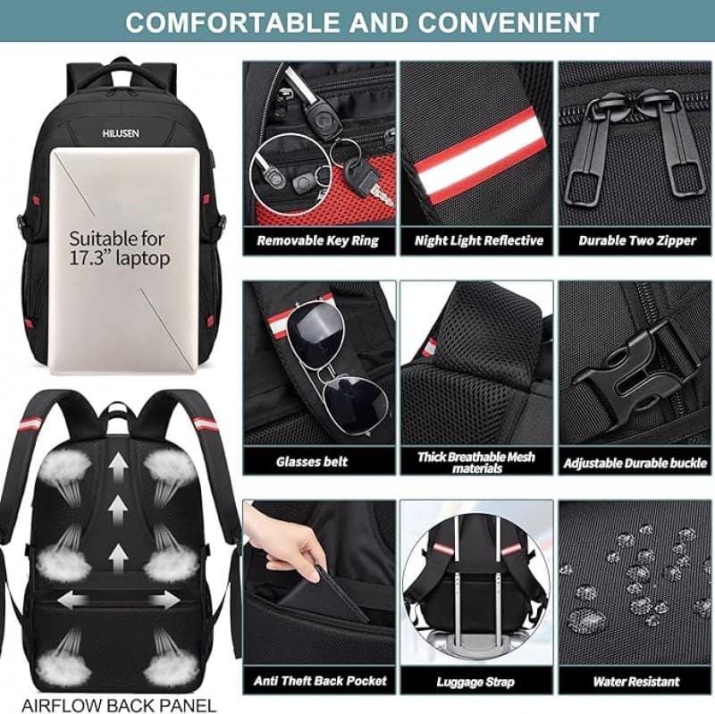 Rucksack Wanderrucksack Laptoprucksack Campingrucksack Picknickrucksack Gepäcktasche 50 L 17,3 Zoll  – 5