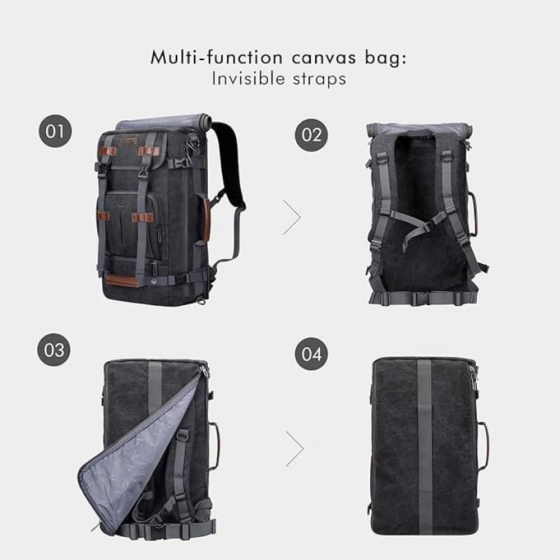 Reisetasche Rucksack Jagdrucksack Campingrucksack Laptop Reiserucksack Convertible 17 Zoll schwarz – 4