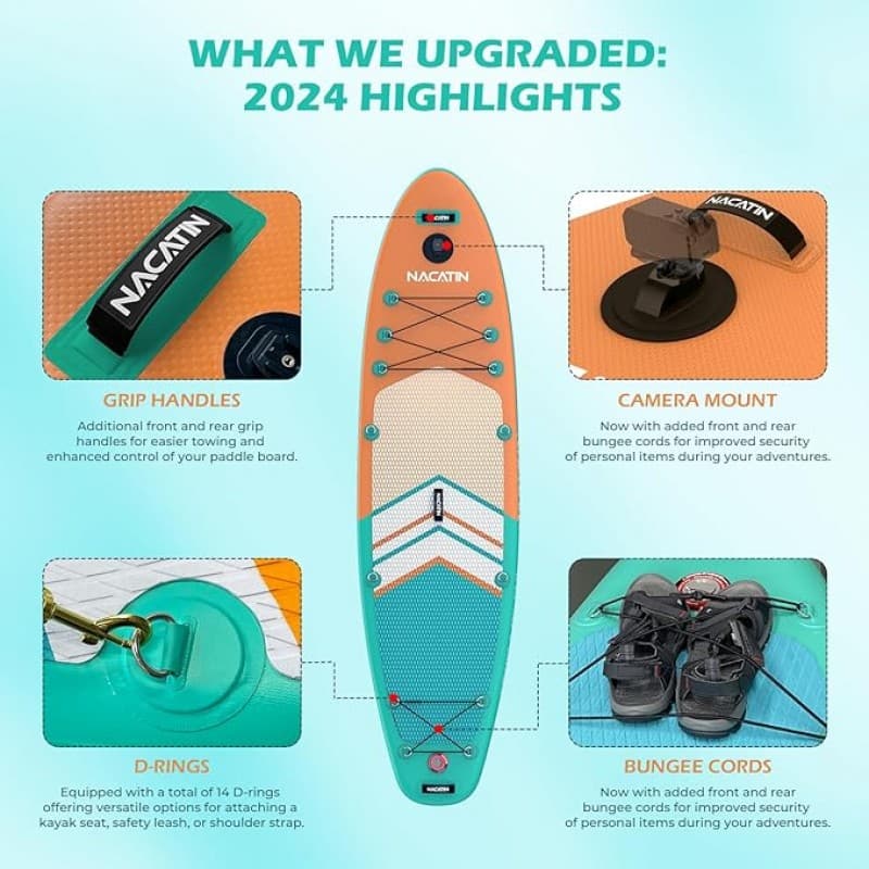 Stand Up Paddle Board mit Kajak-Umbausatz aufblasbar komplettes SUP-Set für Erwachsene mit Einzel – 3