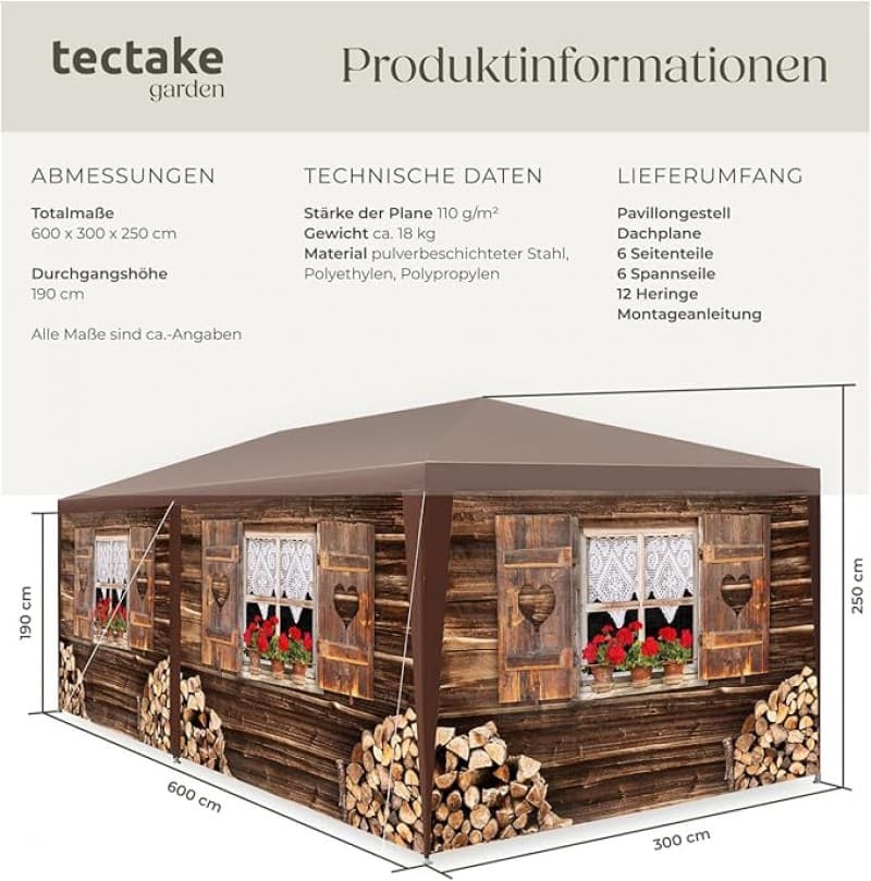Festzelt Almchalet Festivalpavillon Zelt Gartenzelt 3D-Design mit 6 Seitenteilen Partyzelt Event – 3
