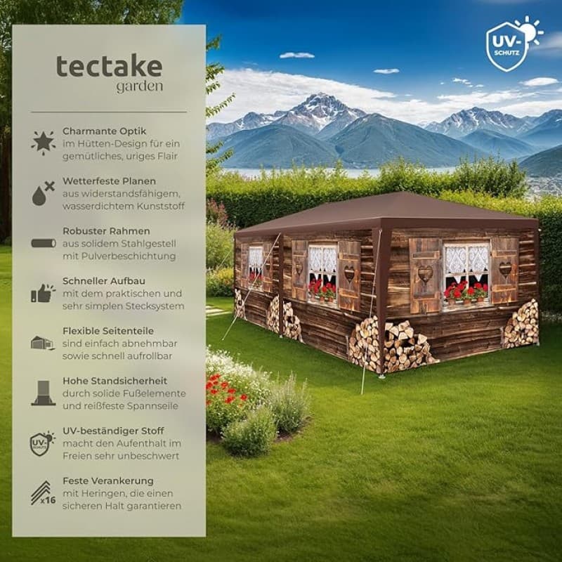 Festzelt Almchalet Festivalpavillon Zelt Gartenzelt 3D-Design mit 6 Seitenteilen Partyzelt Event – 4