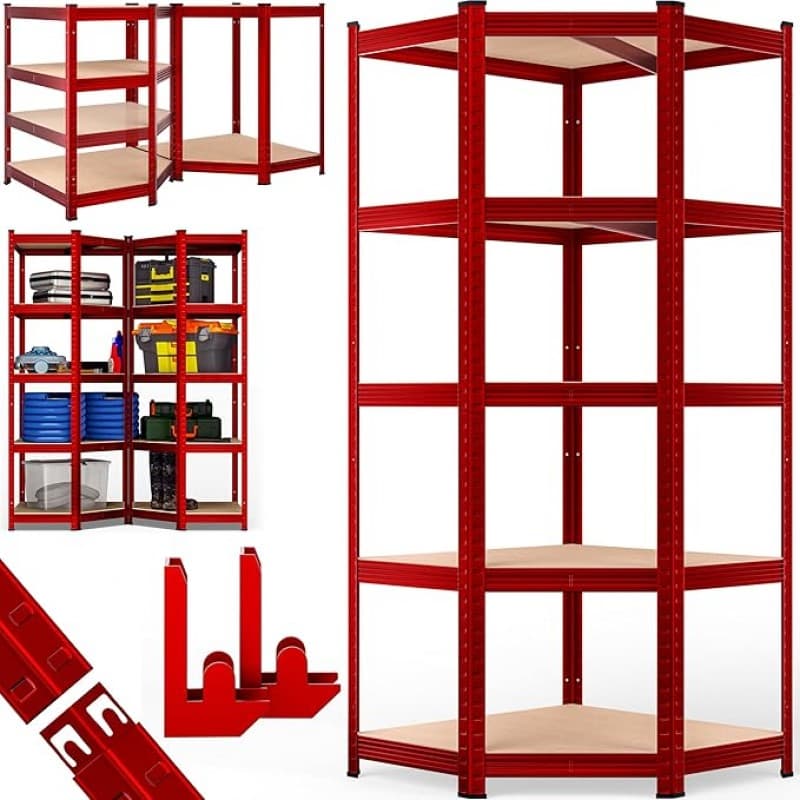 Ecklagerregal Schwerlastregal 180 x 70 x 40 cm 875 kg 5er MDF Regal Rot
