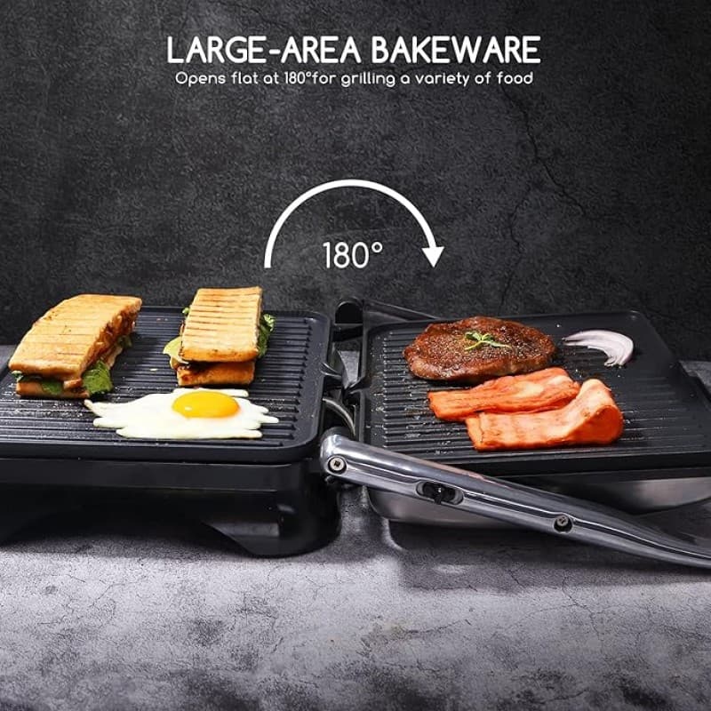 Panini-Grill Sandwichmaker Kontaktgrill 2000 Watt Edelstahl Antihaftbeschichtung Öffnung 180 Grad – 4