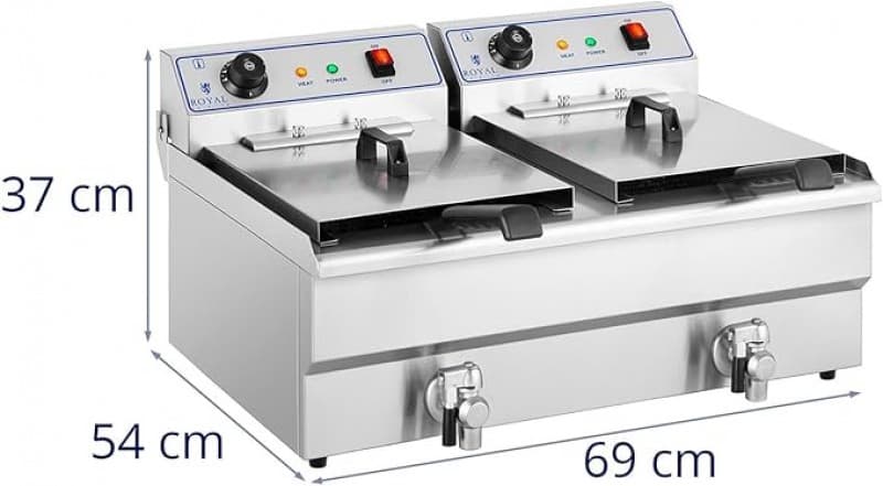 Elektro-Fritteuse Starkstrom Fritteuse Gewerbe-Fettfritteuse 2x16 L 2 x 6.000 Watt 380 V Starkstrom – 2