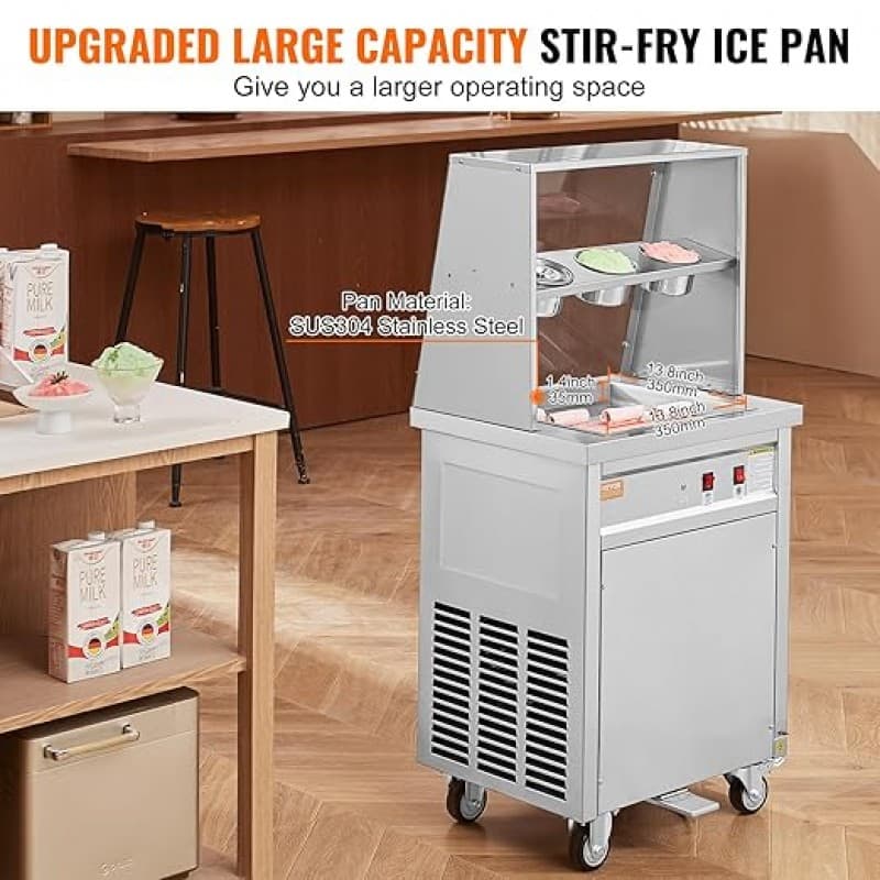 Eismaschine zum Frittieren Eisbereiter von Eisrollen quadratische 14 x 14 Zoll große Pfanne – 4