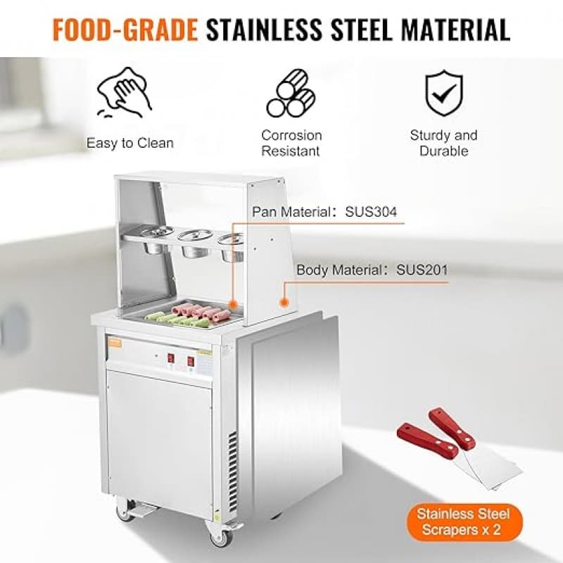 Eismaschine zum Frittieren Eisbereiter von Eisrollen quadratische 14 x 14 Zoll große Pfanne – 5