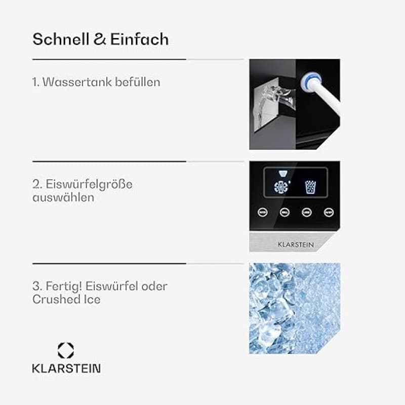 Eiswürfel-Maschine Mini-Eiswürfelmaschine 1,8 L Eiswürfelbereiter Crushed Ice und Bullet Ice – 3