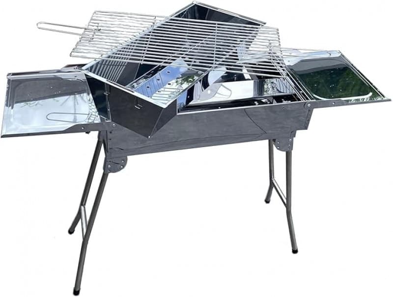 Standgrill Schaschlikgrill Family Grill klappbaren Füßen Döner- und BBQ Holzkohlegrill Säulengrill – 5