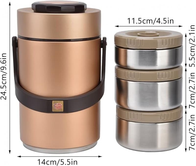 Thermobehälter gold Lebensmittelbehälter Warmhaltebehälter 2,3 l isoliert Edelstahl 3-lagig – 2