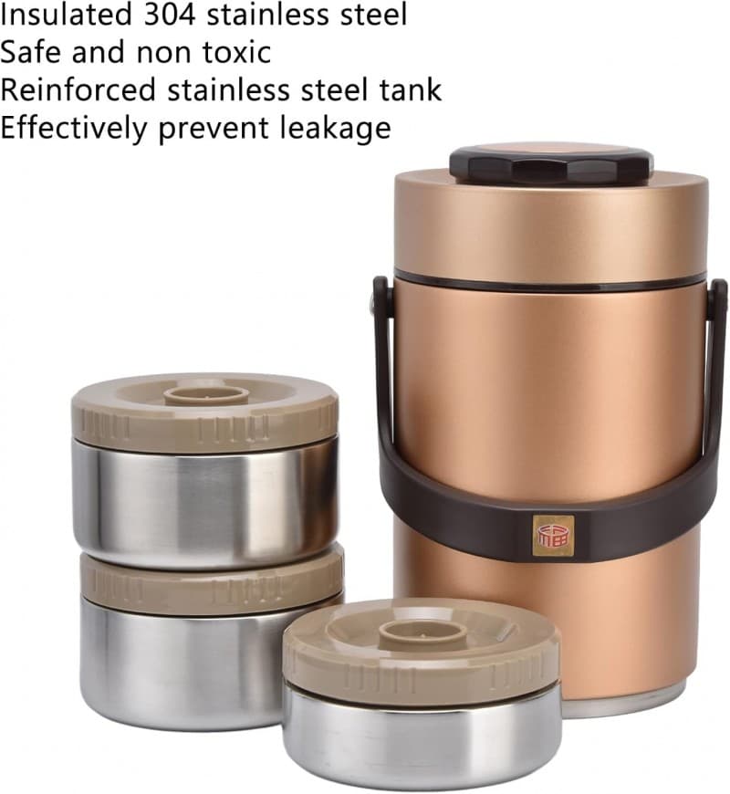 Thermobehälter gold Lebensmittelbehälter Warmhaltebehälter 2,3 l isoliert Edelstahl 3-lagig – 5