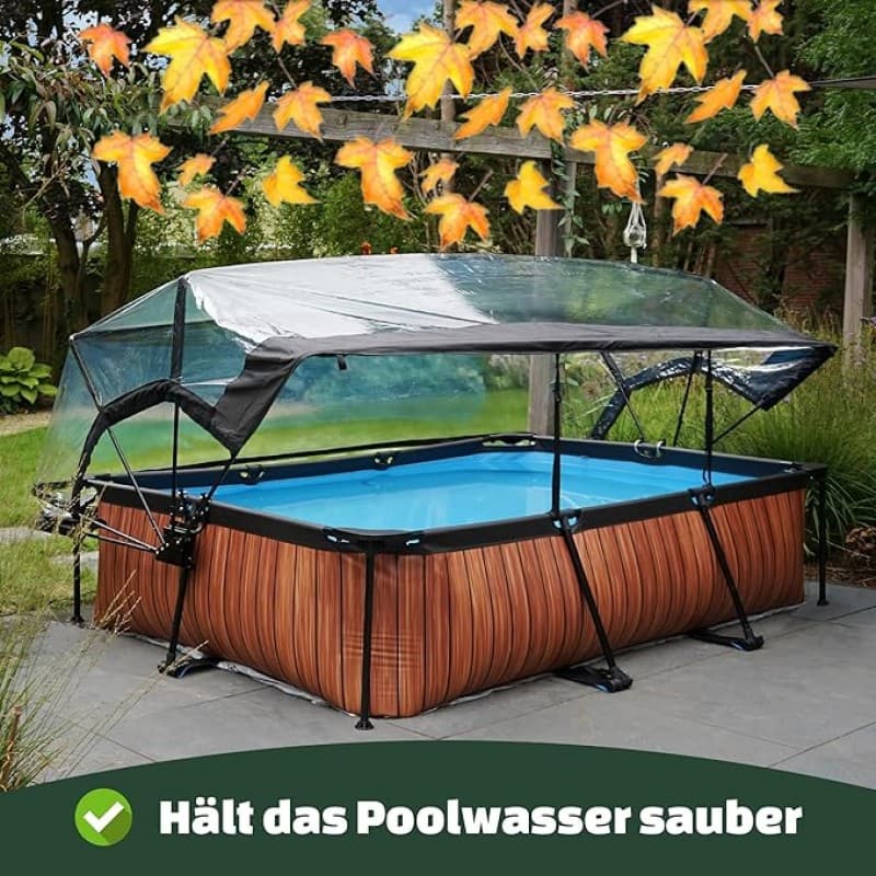 Schwimmbecken Swimmingpool Gartenpool Holzpool mit Multifunktionsabdeckung 300 x 200 x 65 cm rechtec – 5