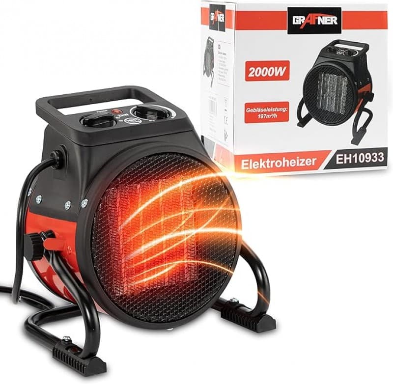 Stromheizung Elektroheizung Elektroheizer Zeltheizung Heizlüfter mit 2000 Watt 2 KW 3 Heizstufen – 2