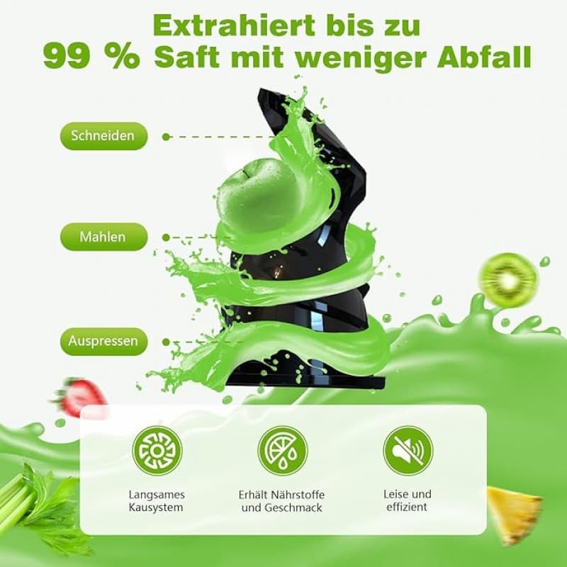 Entsafter 1,8 L Slow Juicer 400 W 147 mm Einfüllschacht elektrisch hohe Saftausbeute &amp; Nährstoffe – 3