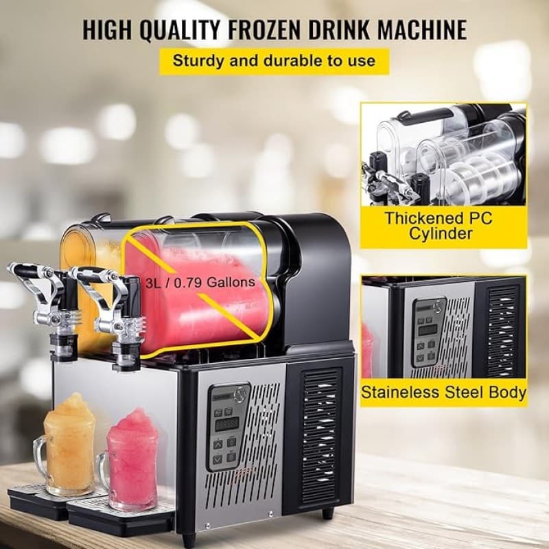 Smoothie-Maschine kommerzielle Slusheis-Maschine 2 x 3 l Doppeltank elektrische Schneeschmelz-Slush – 4