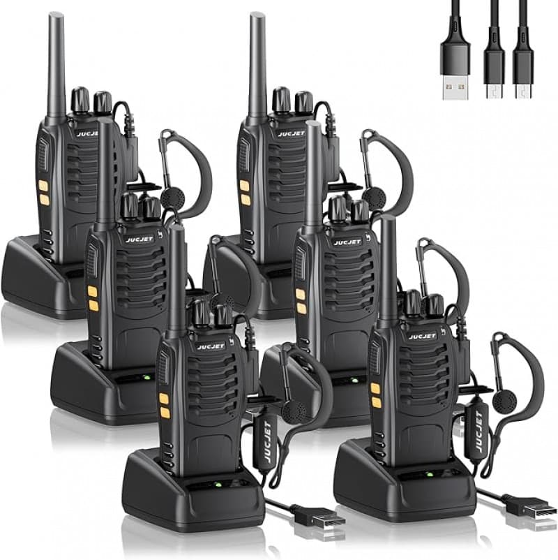 Funkgeräte Walkie-Talkies Haedset 6er-Pack verbessert Version lizenzfrei 16-Kanal 3-5 km Reichweite