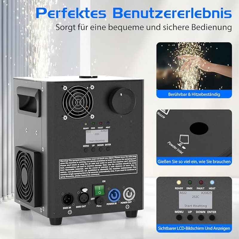 Pyrotechnik-Maschinen 1000 W Funkenmaschine 2 DMX-Kaltfunkenmaschinen mit Flightcase – 2