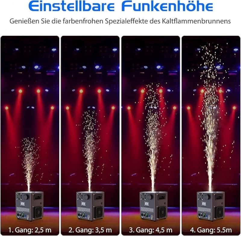 Pyrotechnik-Maschinen 1000 W Funkenmaschine 2 DMX-Kaltfunkenmaschinen mit Flightcase – 3
