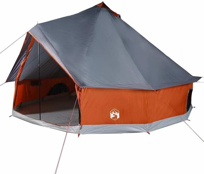 Tipi-Familienzelt 8 Personen Campingzelt Gruppenzelt Gartenzelt Zelt grau und orange wasserdicht – 2