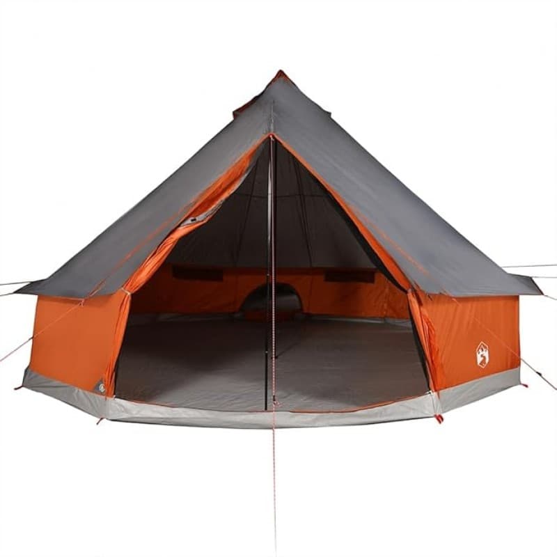 Tipi-Familienzelt 8 Personen Campingzelt Gruppenzelt Gartenzelt Zelt grau und orange wasserdicht – 4