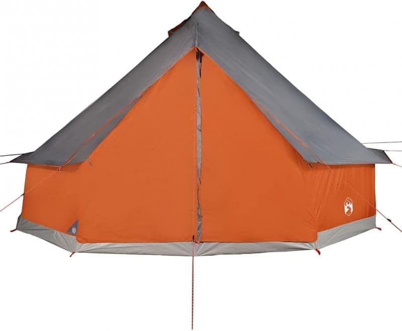 Tipi-Familienzelt 8 Personen Campingzelt Gruppenzelt Gartenzelt Zelt grau und orange wasserdicht – 5