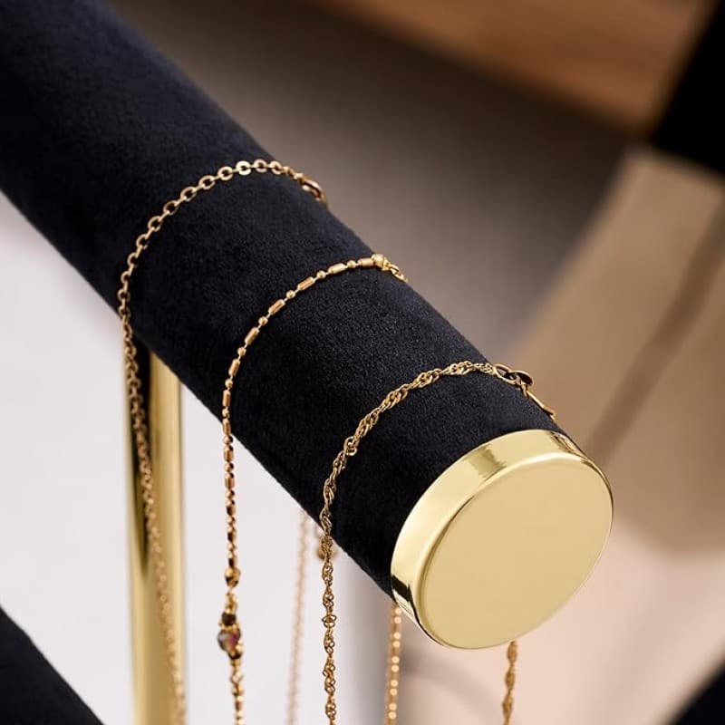 Schmuckständer Schmuck Organizer mit 3 Ebenen schwarz Armbänder abnehmbarer T-Steg Schmuck Ständer – 5