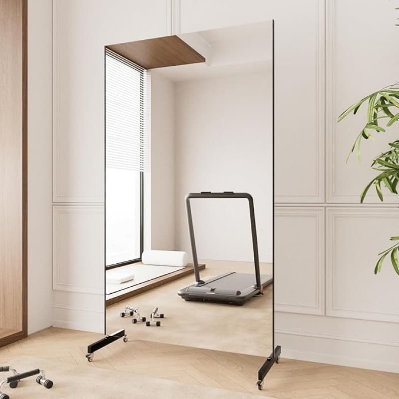 Ganzkörperspiegel 170 x 100 cm Spiegel Fitnessraum groß mit Rollen 360° drehbar Standspiegel Spiegel – 2
