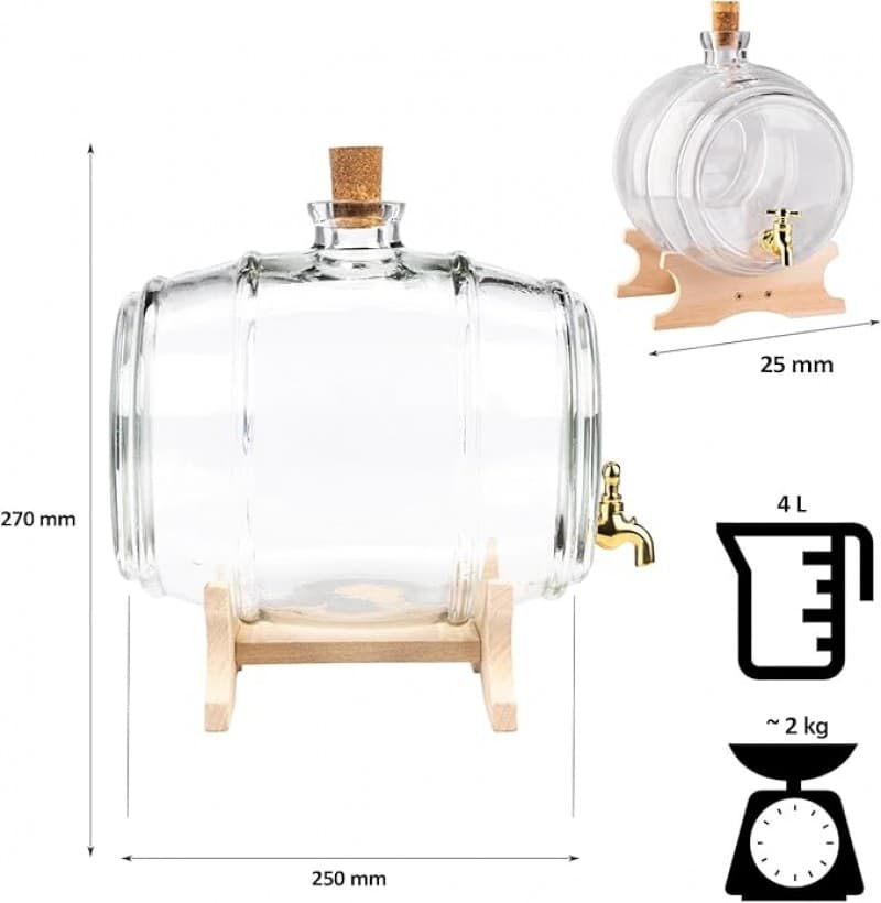 Schnapsspender Getränkespender Schnaps Spender Wasserspender Fass mit Zapfhahn 4 L Getränkespender – 3