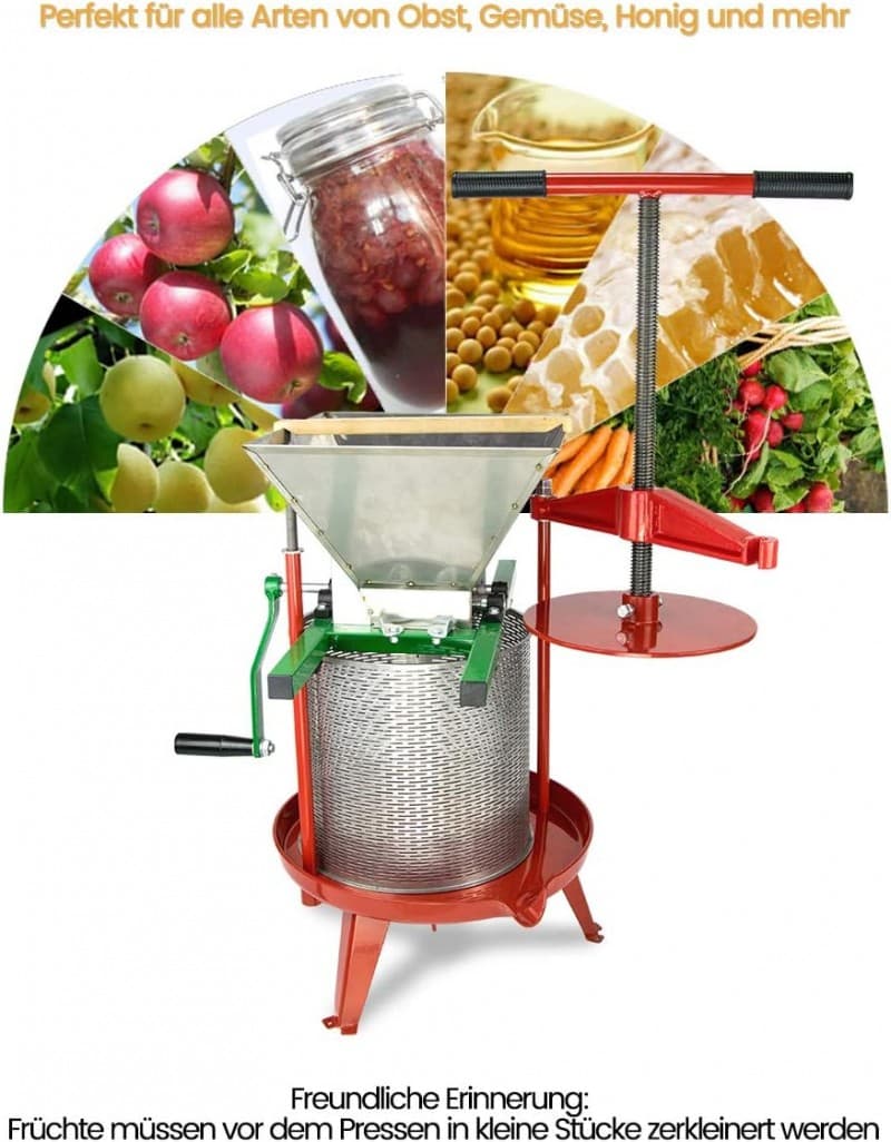 Obstpresse Apfelpresse Weinpresse Saftpresse Traubenpresse Beerenpresse 14 L aus Edelstahl – 5