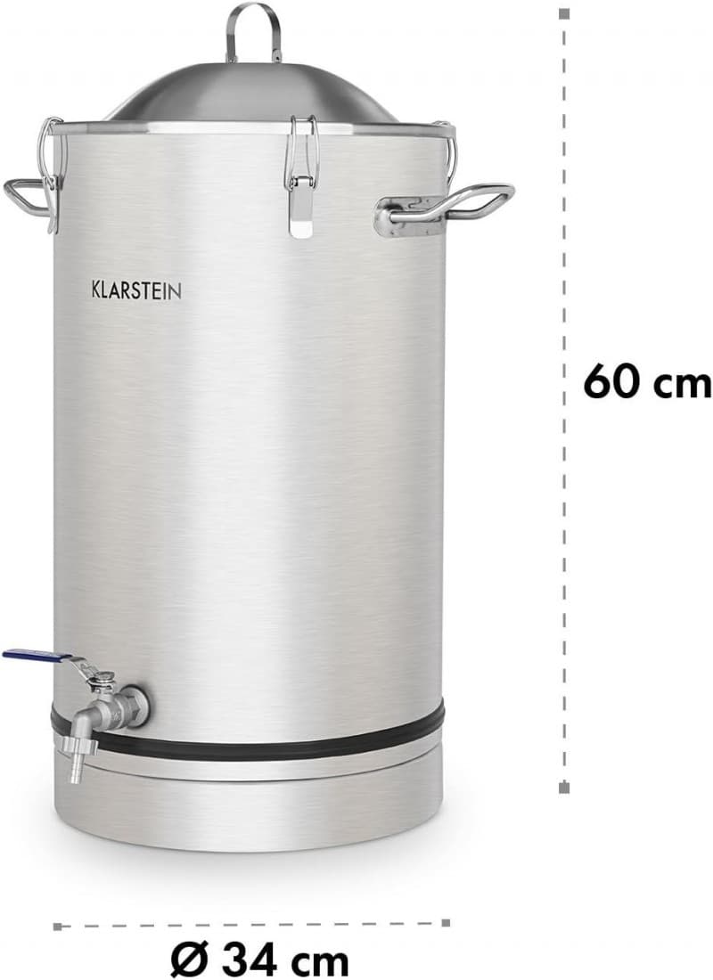 Gärkessel Fermentierkessel Bierbraugerät Maischkessel Gärbehälter 30 L Ablasshahn Edelstahl silber – 2