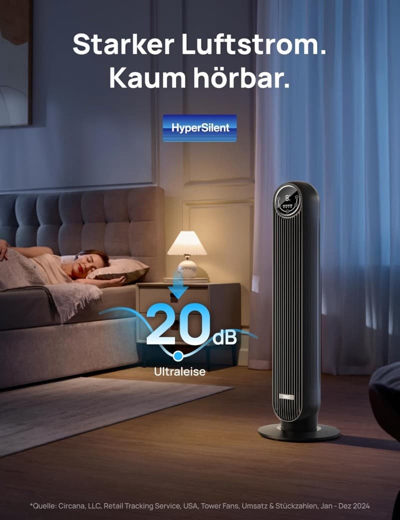 Turmventilator Zimmerventilator Büroventilator Ventilation Ventilator Kühlung 10 m Wurfweite – 3