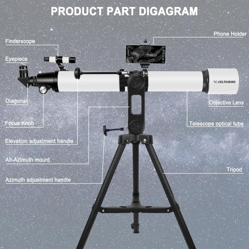 Refraktor Astronomieteleskop Teleskop 1000 mm Brennweite und 90 mm Öffnung hochpräzise Einstellung – 3