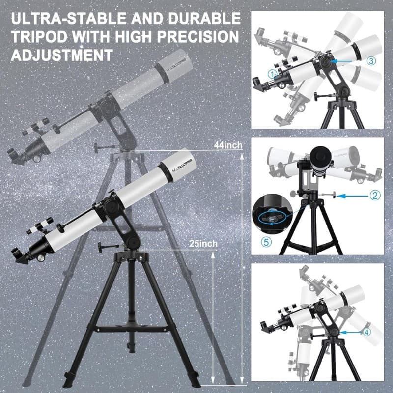 Refraktor Astronomieteleskop Teleskop 1000 mm Brennweite und 90 mm Öffnung hochpräzise Einstellung – 4