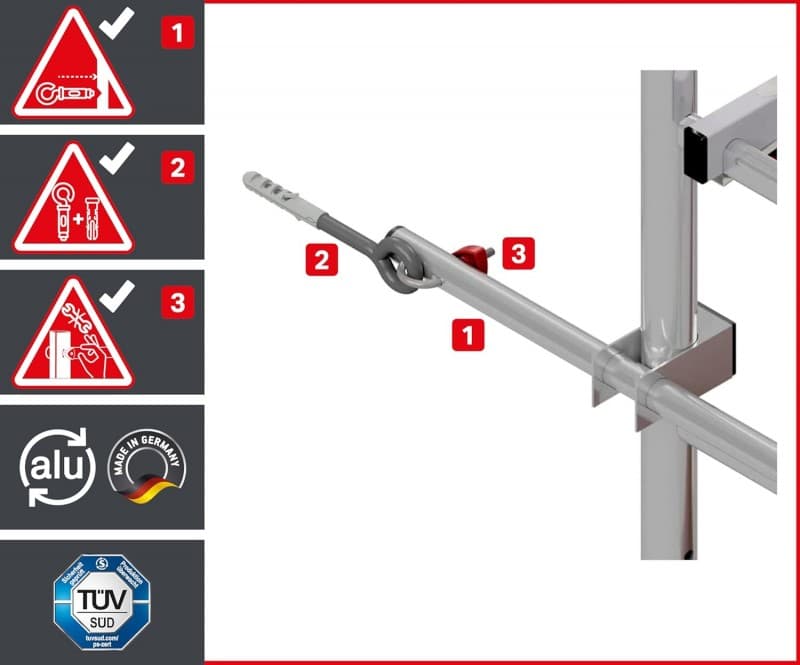 Treppengerüst Arbeitshöhe 9,1m 4 gebremste Lenkrollen TÜV Traglast 200kg/m² Alu Rollgerüst Baugerüst – 2