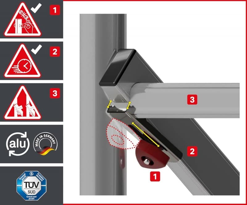 Treppengerüst Arbeitshöhe 9,1m 4 gebremste Lenkrollen TÜV Traglast 200kg/m² Alu Rollgerüst Baugerüst – 5