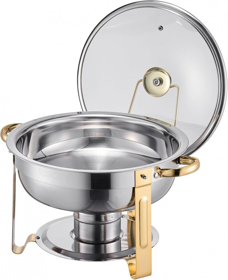 Chafing Dish Buffet Speisenwärmer 4 x 4,7 Liter Behälter runder Catering-Wärmespender Buffetwärmer – 3