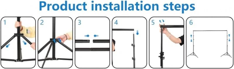 Verstellbarer Hintergrund Ständer für Fotografie 3 x 2,6 m Fotohintergrund mit 6 Fischmaul Klemmen – 5