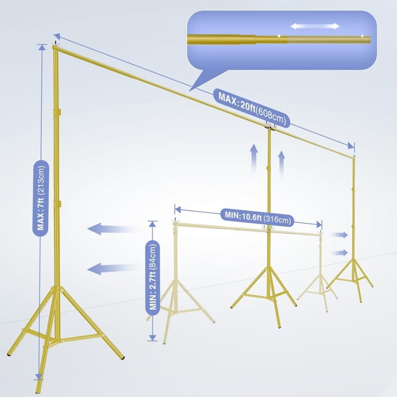 Hintergrund Ständer 6 x 2,1 m groß verstellbar Foto Hintergrundsystem mit 308° Schwenkanschluss Foto – 3