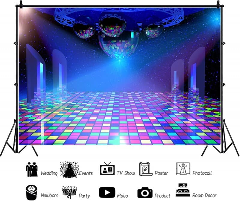 Disco Party Fotohintergrund F 3 x 2 m Vintage 70er 80er 90er Disco Ball Bühne Fotowand Hintergrund – 2