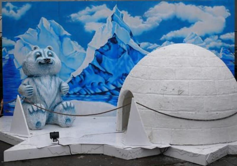 Eiswelt mit Iglu und Eisbär , Winter Weihnachten Dekoration , Weihnachtsmarkt – 3