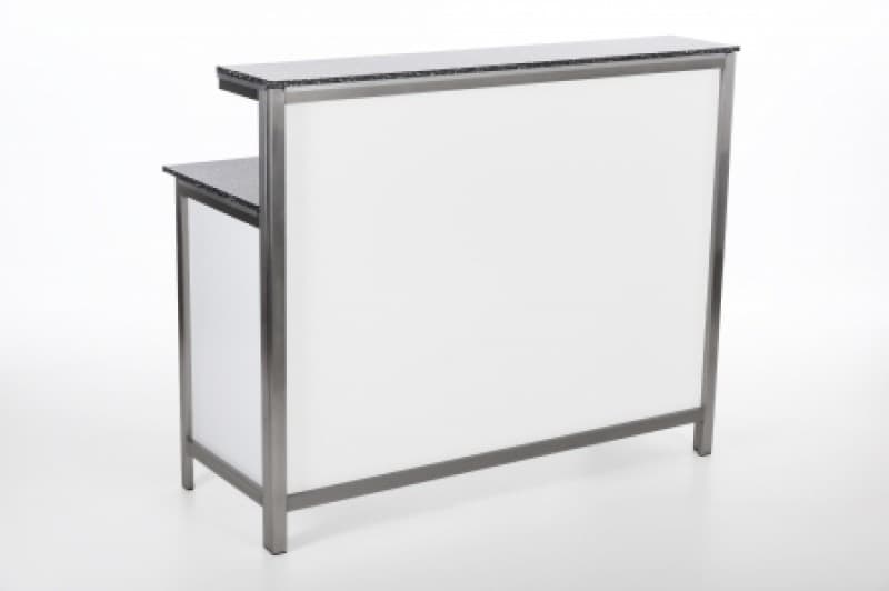 Mobile Edelstahl-Cocktailbar mieten – Exklusive Event-Bar (150 cm) mit edler Optik