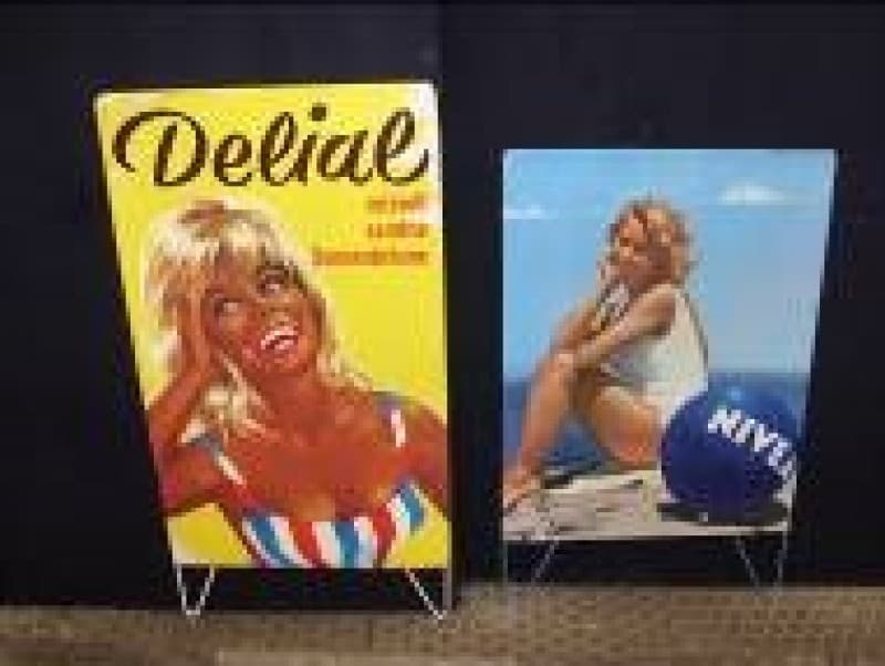Delial & Nivea Werbetafeln 50er / 60er Jahre, Dekoration, Kiosk, Werbung