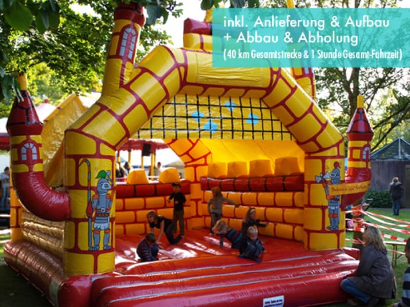 Hüpfburg Schloss XXL – 5,5 x 6,5 m mit Dach! (inkl. Anlief. u. Aufbau + Abbau u. Abhol. im Umkreis)