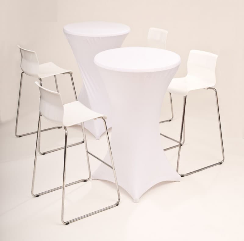 Set Stehtisch inkl. Stretchhusse weiss 4 Fußsystem klappbar 70cm Bistrotisch – 4