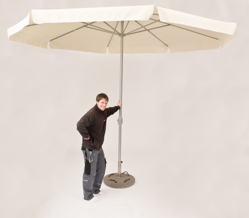 Sonnenschirm 4m Durchmesser weiß inkl. Standfuß – 3