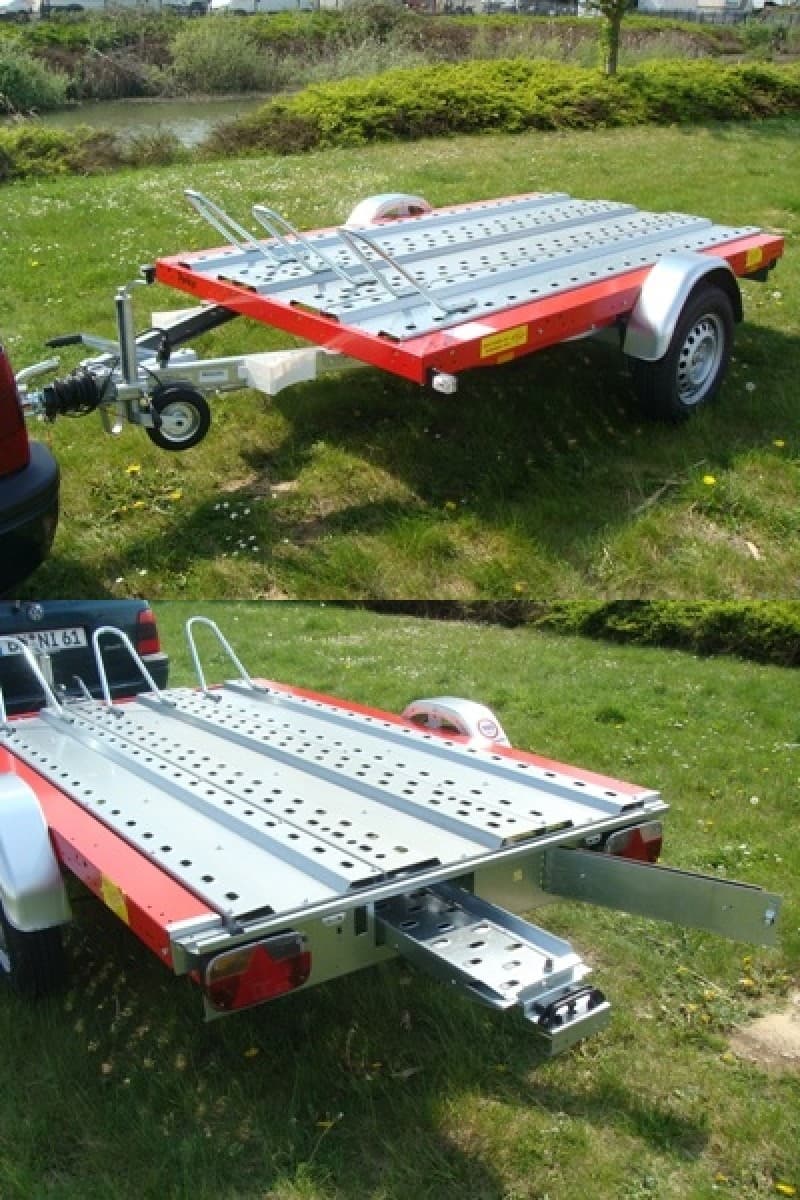 Motorradanhänger 1000 kg gebremsten 1 bis 2 Motorräder 100 km/h 2500 x 1500 Nutzlast ca. 661 kg