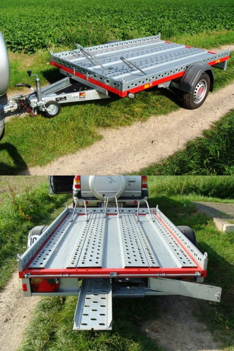 Motorradanhänger 1300 kg gebremsten 1 bis 2 Motorräder 100 km/h 2510 x 1530 x 100 Nutzlast 950 kg – 2