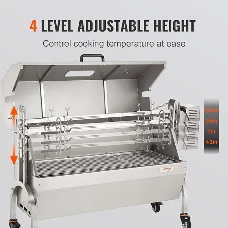 BBQ Spanferkelgrill Lammgrill Geflügelgrill 117 cm, 60 kg Edelstahl Drehspieß höhenverstellbar – 3